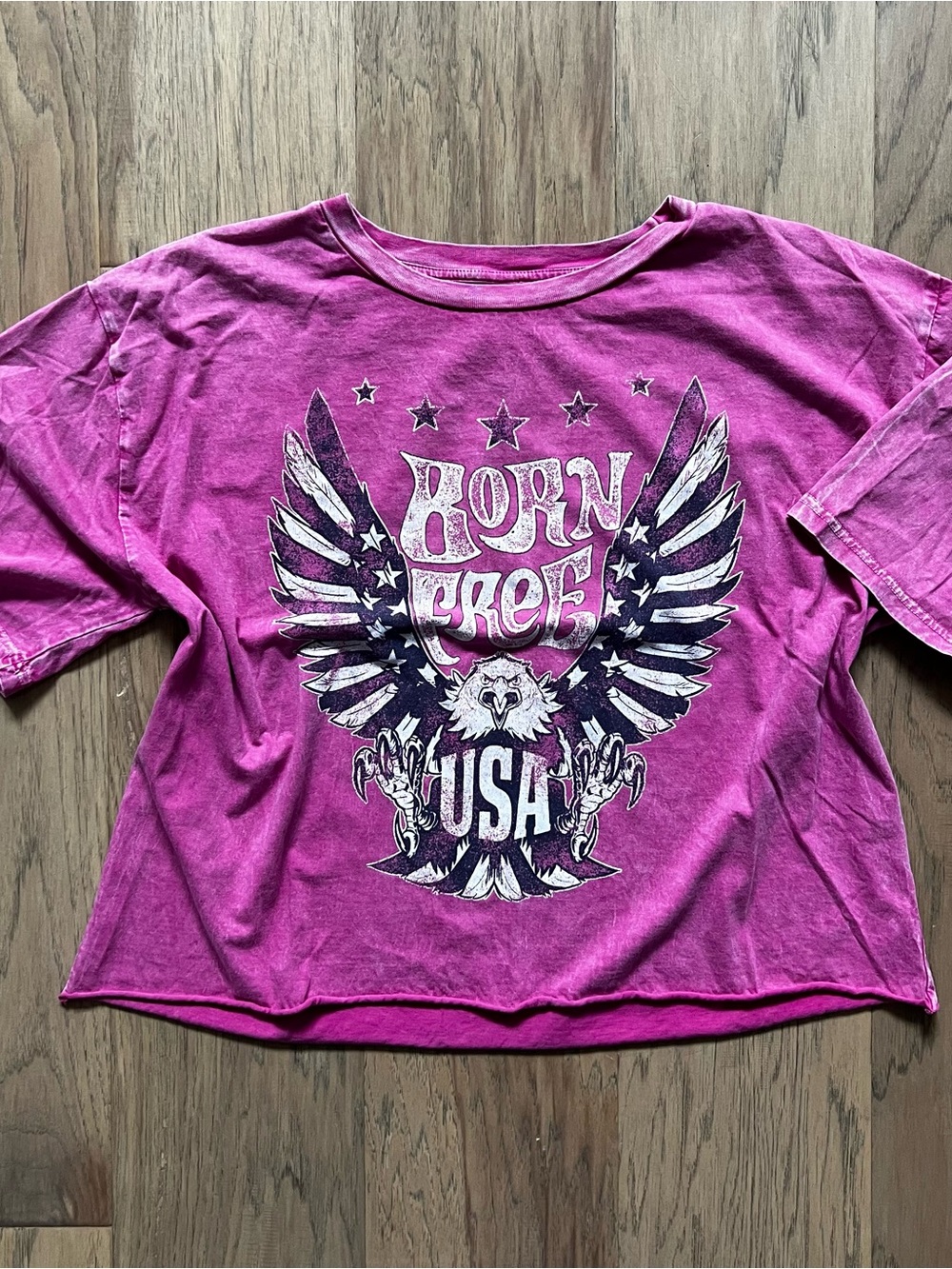 Americana USA Born Free Acid Wash Oversized Tee
